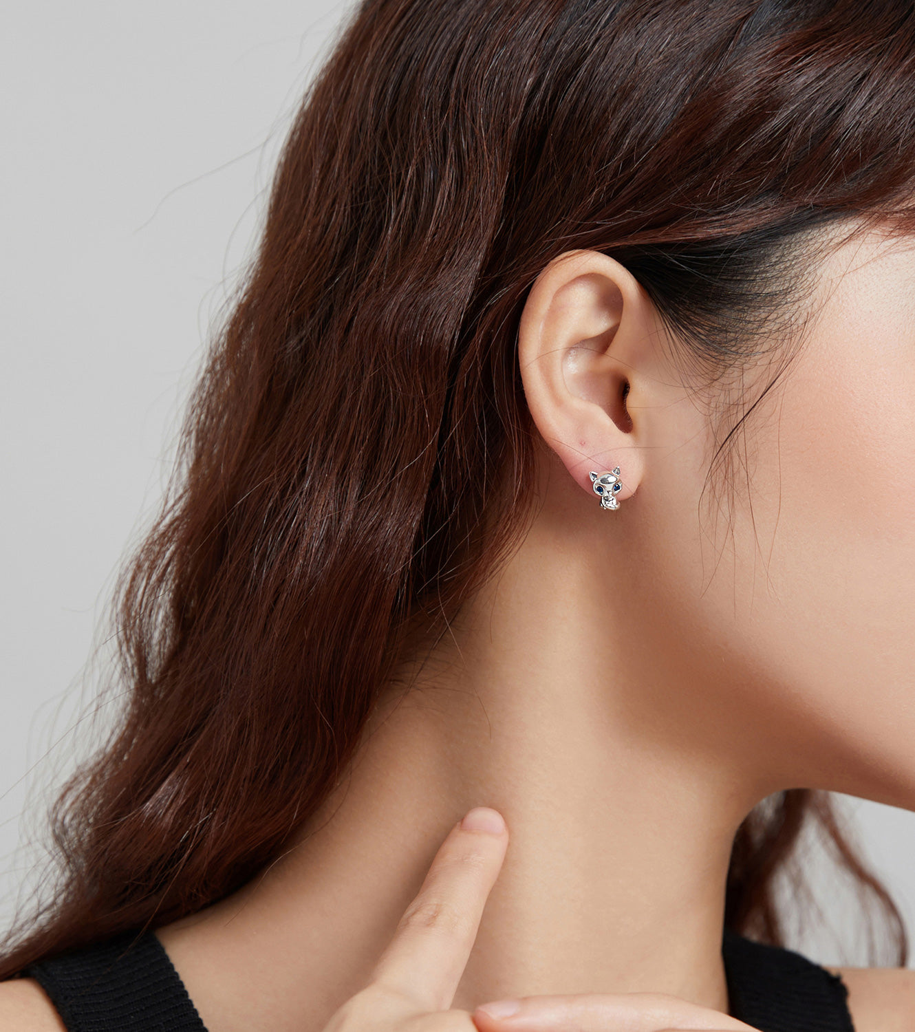 Sterling Silver Cute Fox Stud Hypoallergenic Earrings