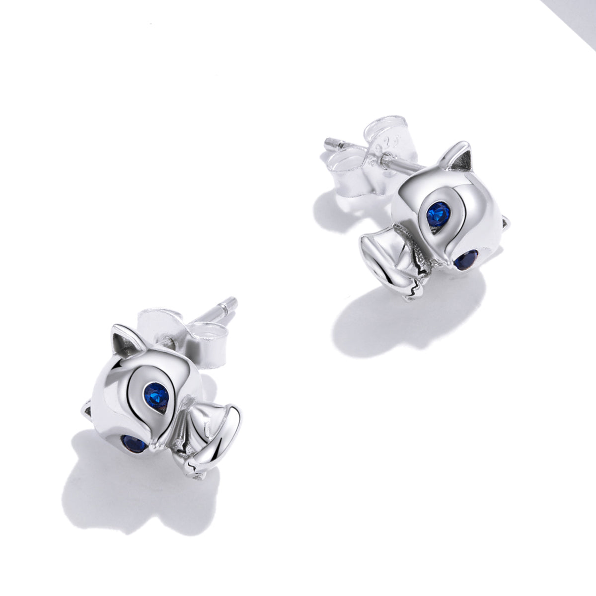 Sterling Silver Cute Fox Stud Hypoallergenic Earrings