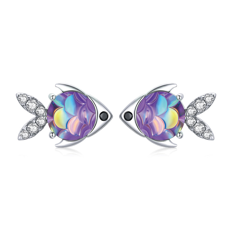 Sterling Silver Tropical Fish Stud Hypoallergenic Earrings