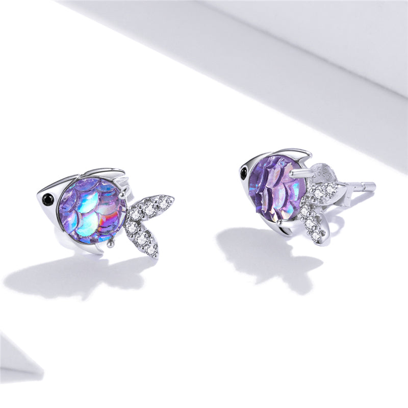 Sterling Silver Tropical Fish Stud Hypoallergenic Earrings