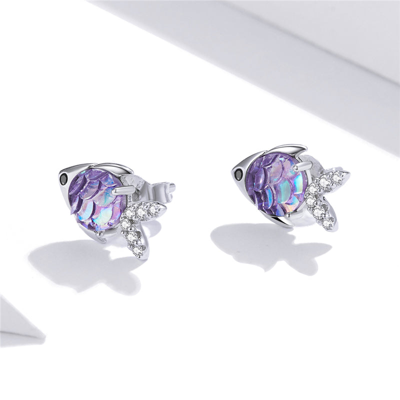 Sterling Silver Tropical Fish Stud Hypoallergenic Earrings