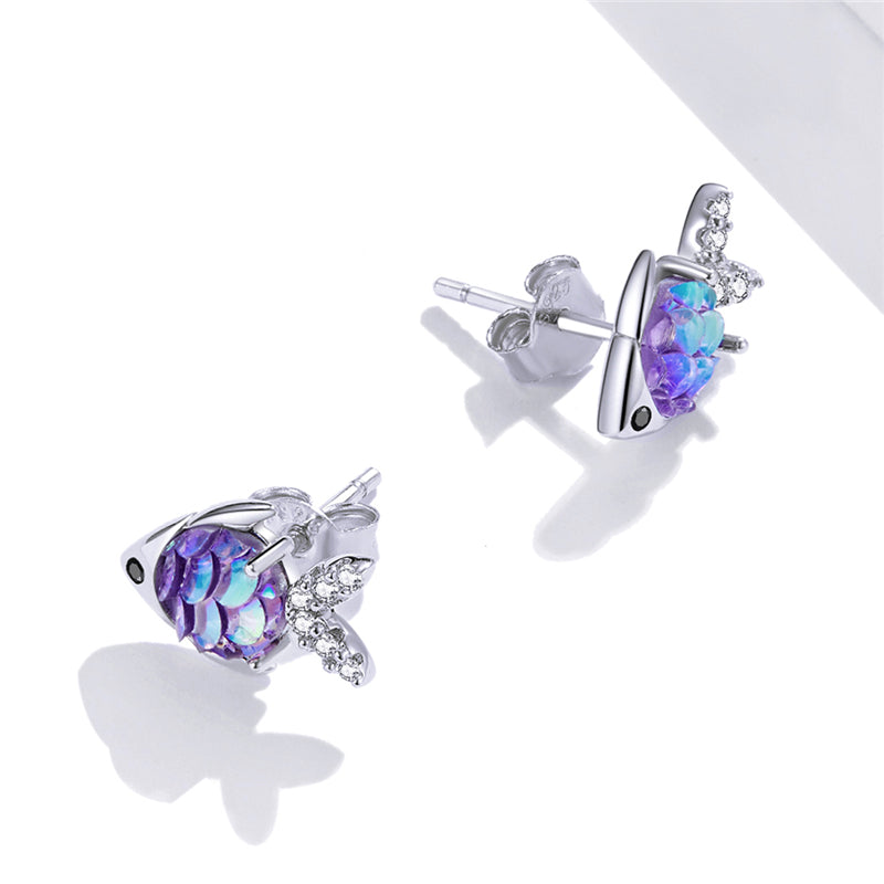 Sterling Silver Tropical Fish Stud Hypoallergenic Earrings