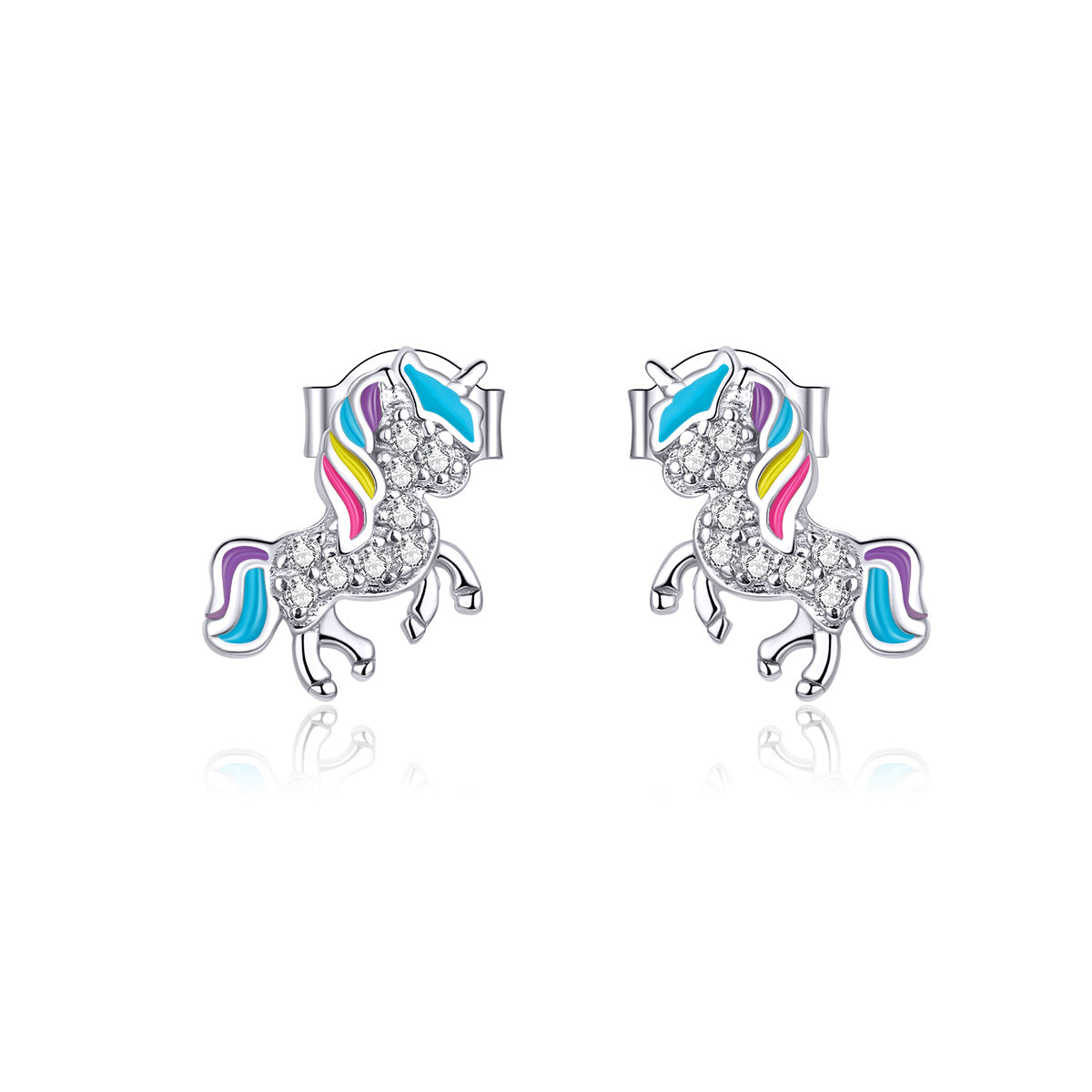 Sterling Silver Fantasy Unicorn Stud Hypoallergenic Earrings