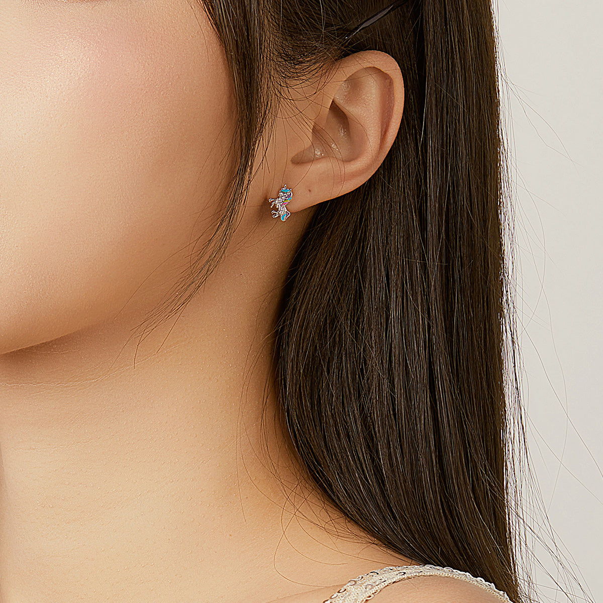 Sterling Silver Fantasy Unicorn Stud Hypoallergenic Earrings