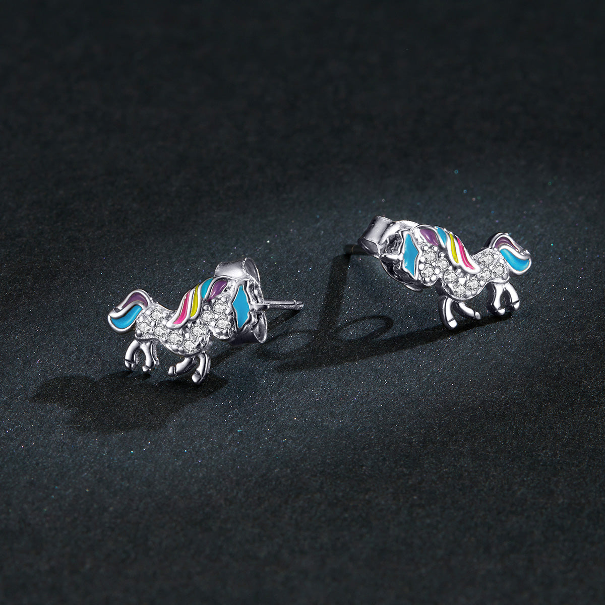 Sterling Silver Fantasy Unicorn Stud Hypoallergenic Earrings