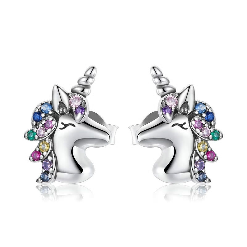 Sterling Silver Stylish Unicorn Stud Hypoallergenic Earrings