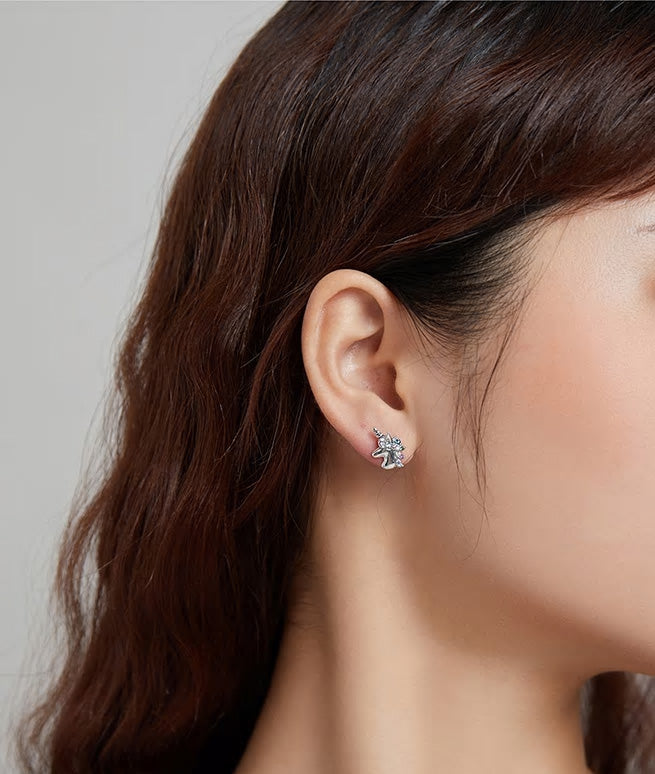 Sterling Silver Stylish Unicorn Stud Hypoallergenic Earrings