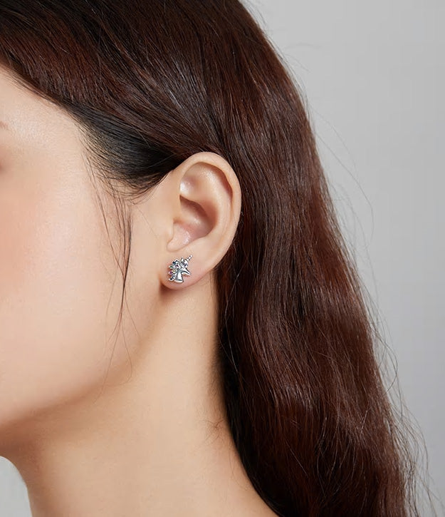 Sterling Silver Stylish Unicorn Stud Hypoallergenic Earrings