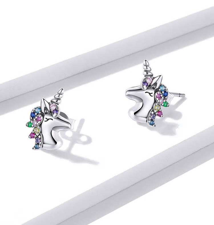 Sterling Silver Stylish Unicorn Stud Hypoallergenic Earrings