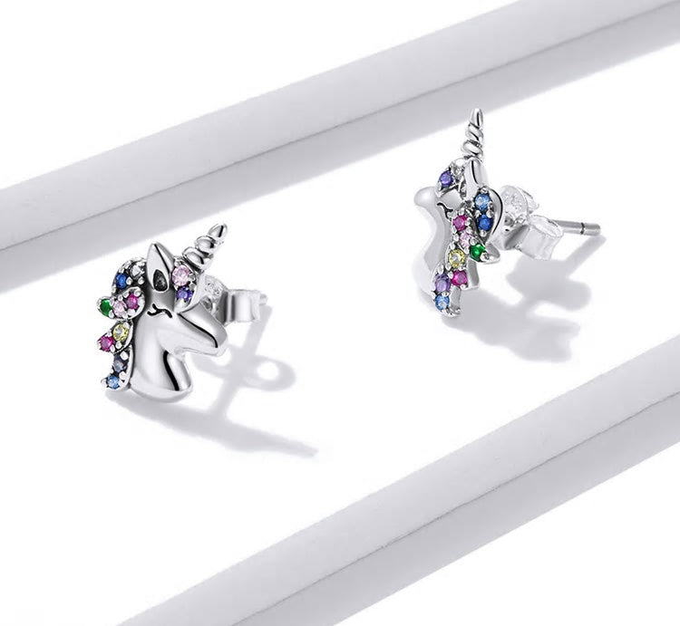 Sterling Silver Stylish Unicorn Stud Hypoallergenic Earrings