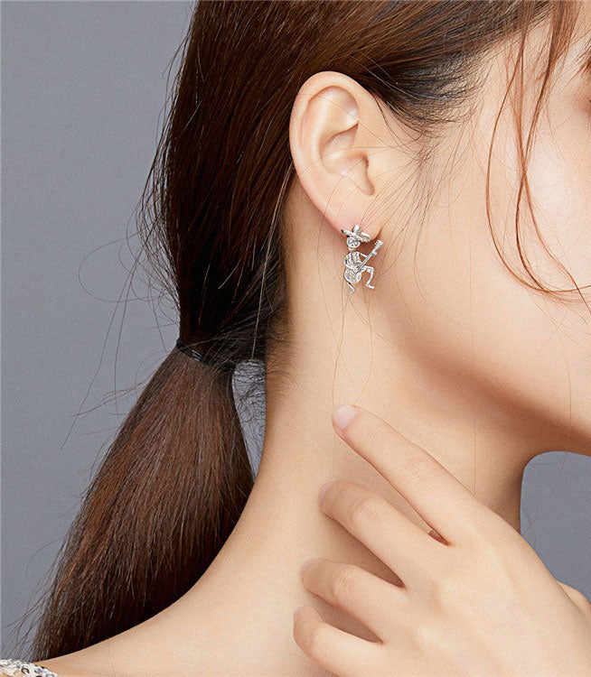 Sterling Silver Mexican 'Dia De Los Muertos' Celebration Stud Hypoallergenic Earrings
