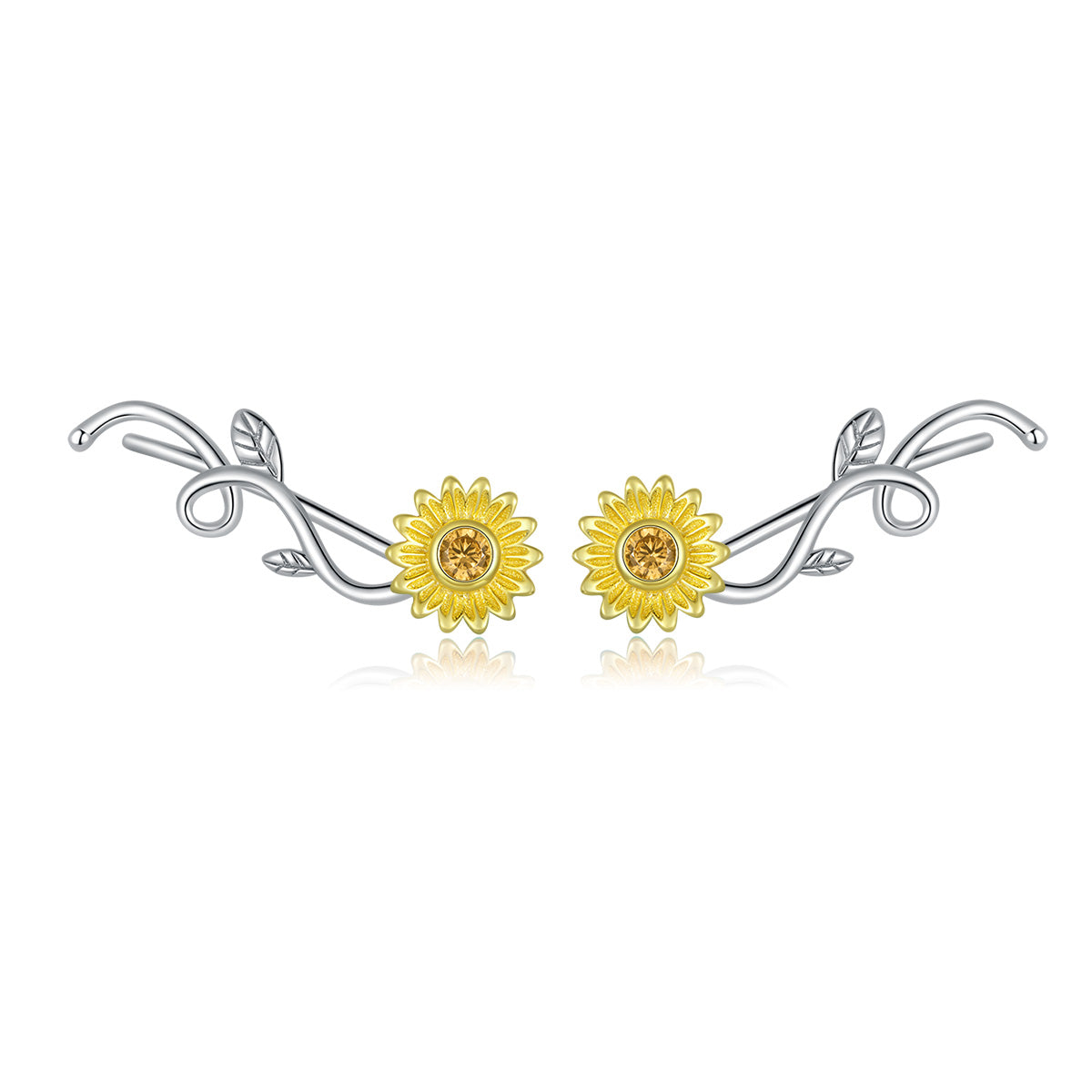 Sterling Silver Sunflower Hook Hypoallergenic Earrings