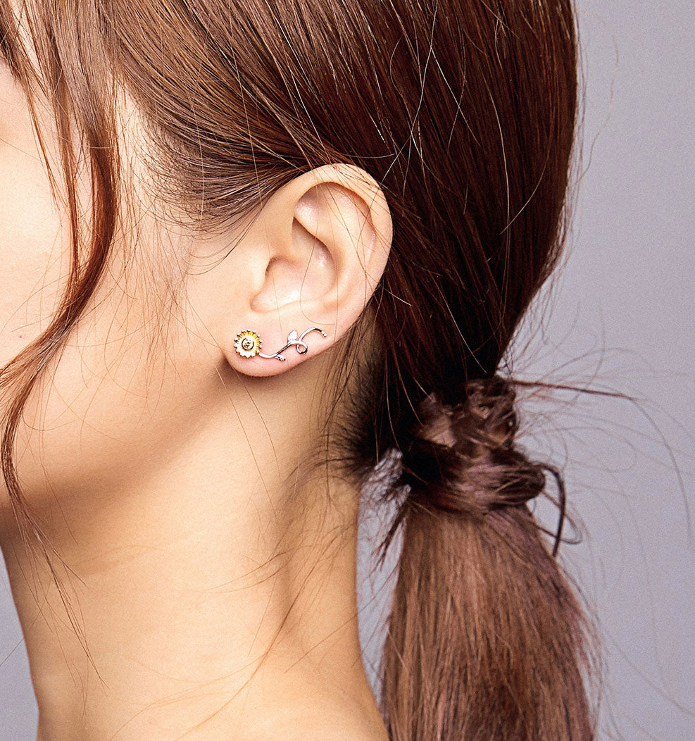 Sterling Silver Sunflower Hook Hypoallergenic Earrings
