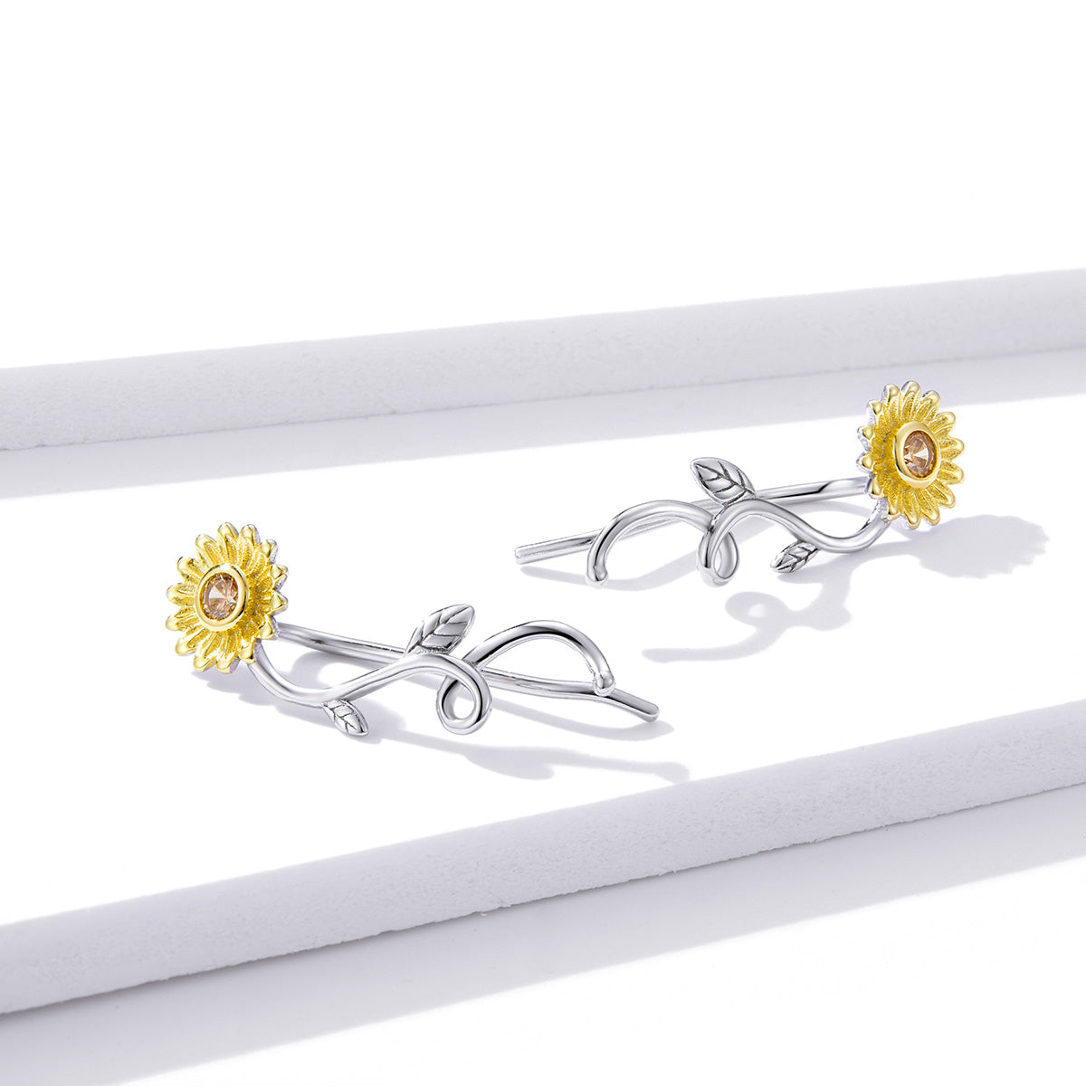 Sterling Silver Sunflower Hook Hypoallergenic Earrings
