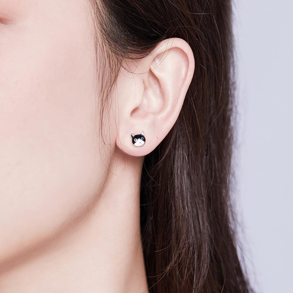 Sterling Silver Cat & Fish Stud Hypoallergenic Earrings