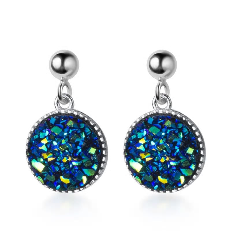 Sterling Silver Blue Crystal Drop Stud Earrings