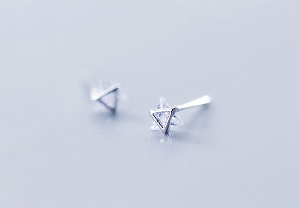 Sterling Silver Double Triangle Stud Hypoallergenic Earrings