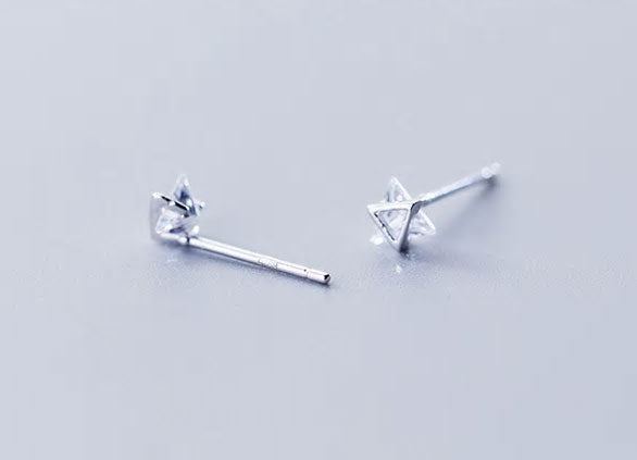 Sterling Silver Double Triangle Stud Hypoallergenic Earrings