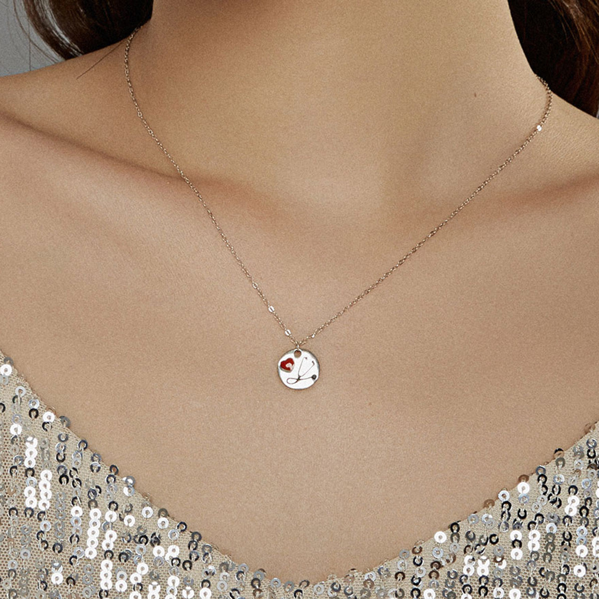 Sterling Silver I Love Medicine Adjustable Hypoallergenic Necklace