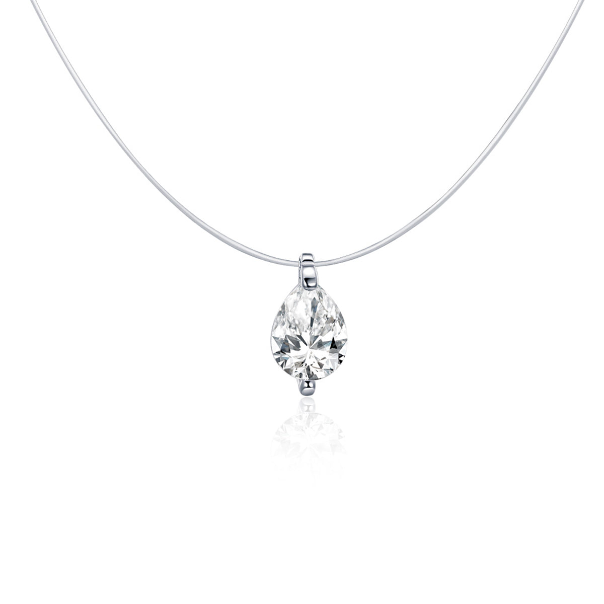 Transparent Nylon Round Drop Rhinestone Choker Hypoallergenic Necklace