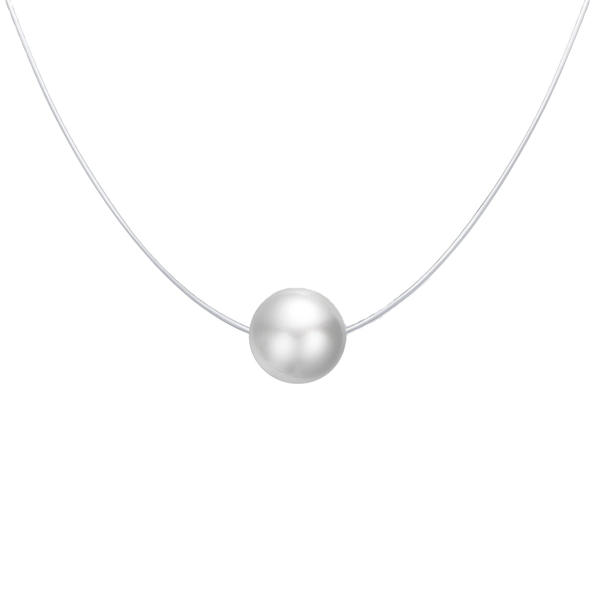Transparent Nylon Pearl Choker Hypoallergenic Necklace