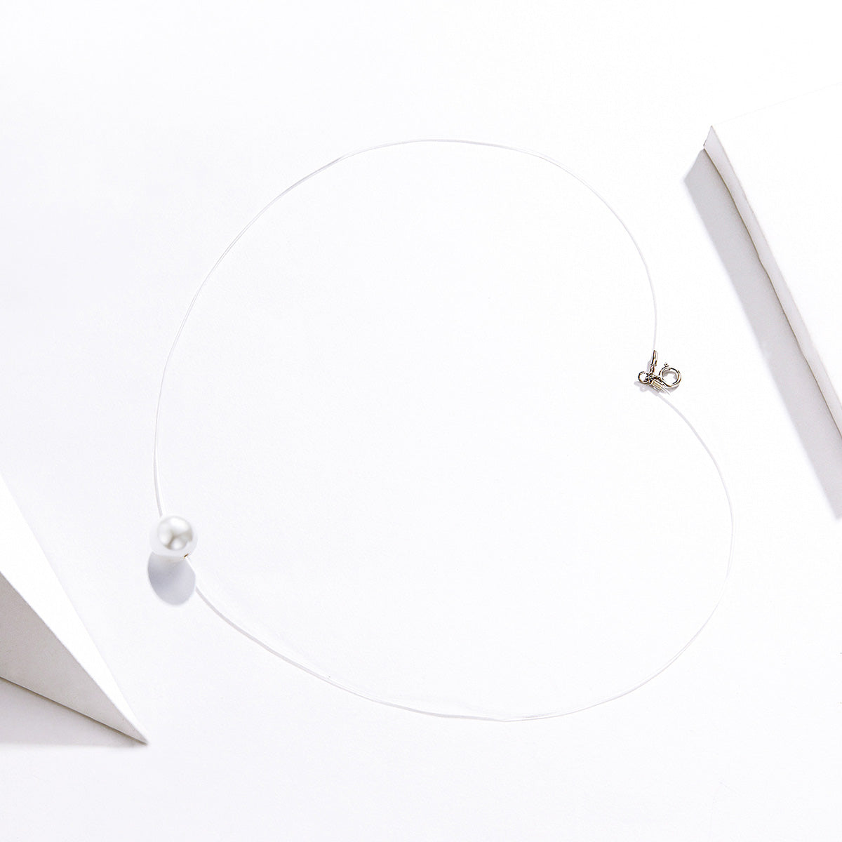 Transparent Nylon Pearl Choker Hypoallergenic Necklace