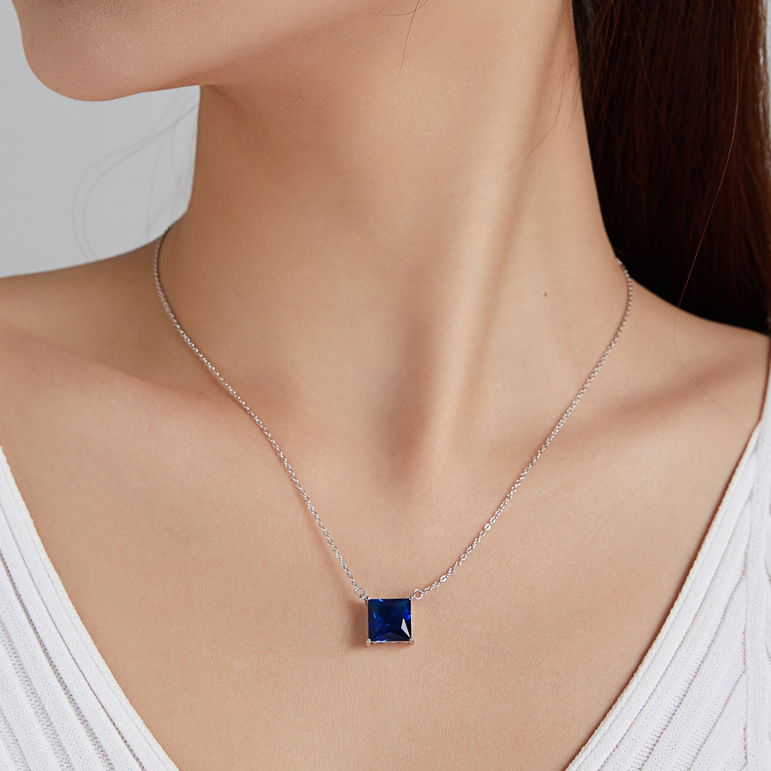 Sterling Silver Exquisite Cubic Zirconia Adjustable Hypoallergenic Necklace