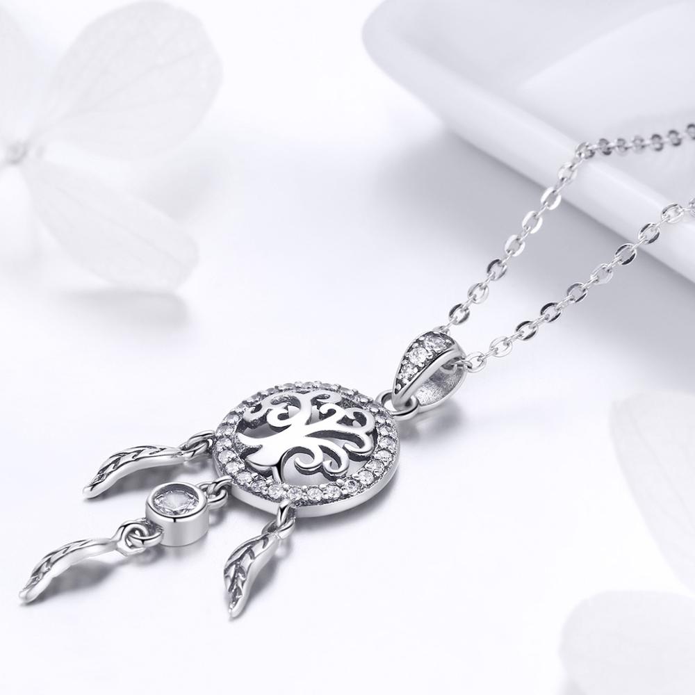 Sterling Silver Tree Of Life & Dream Catcher Adjustable Hypoallergenic Necklace