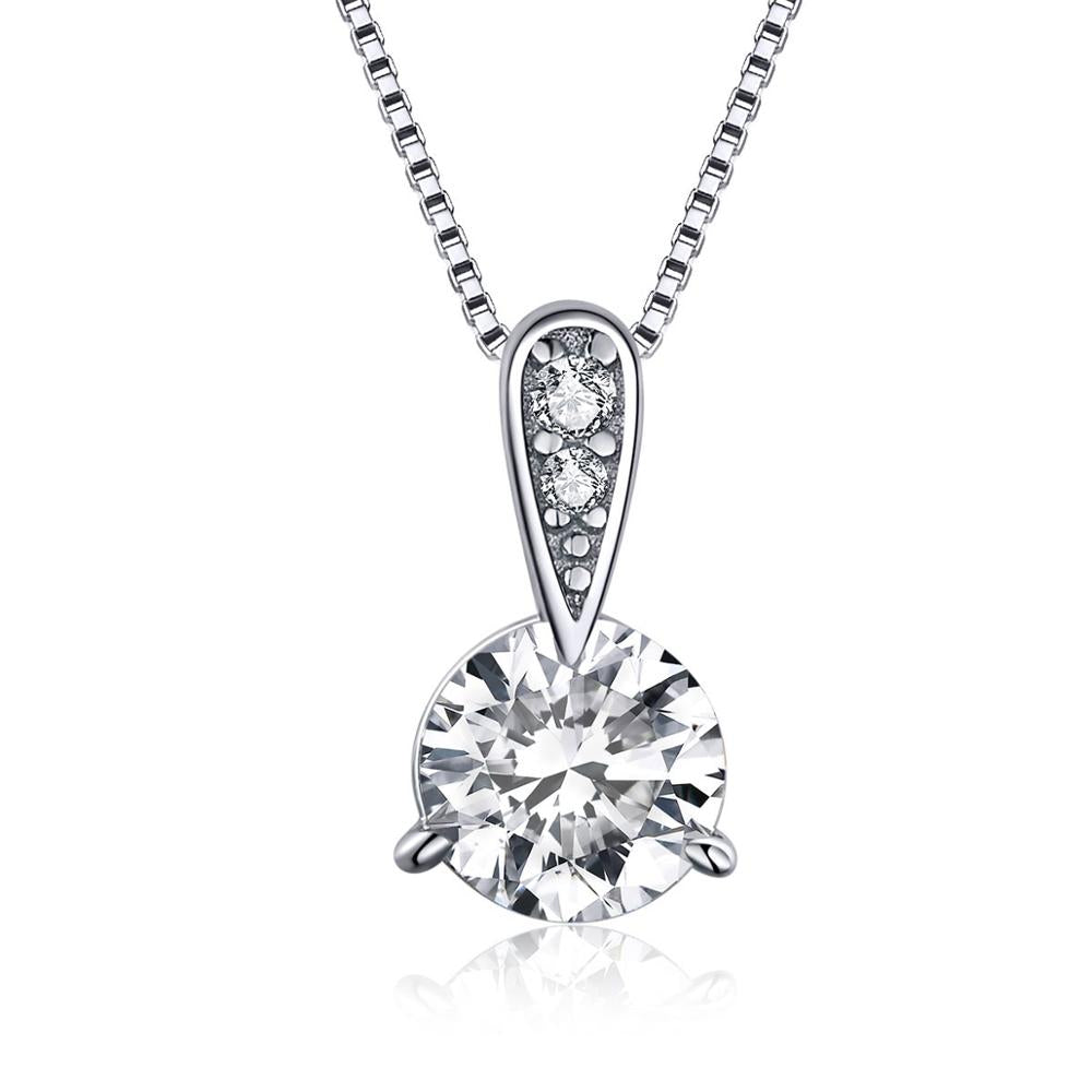 Sterling Silver Clear Round Cubic Zirconia Adjustable Hypoallergenic Necklace