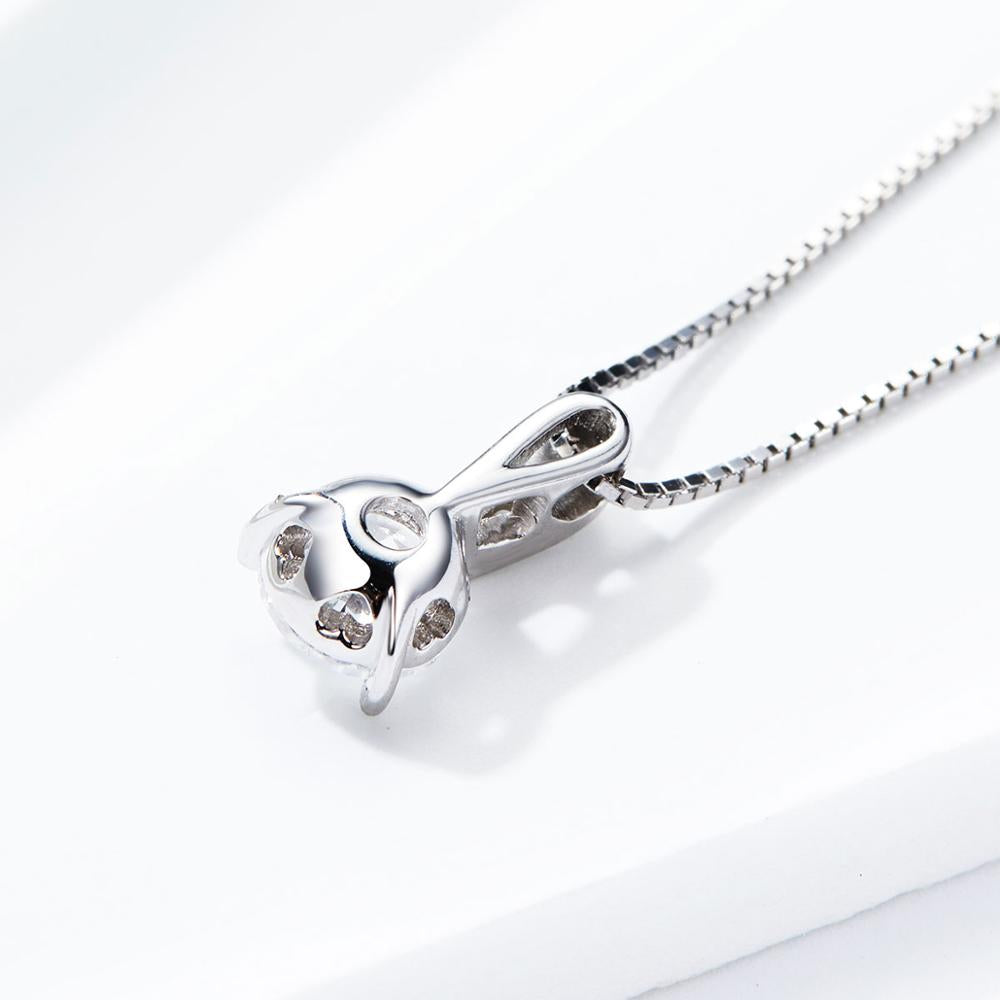 Sterling Silver Clear Round Cubic Zirconia Adjustable Hypoallergenic Necklace