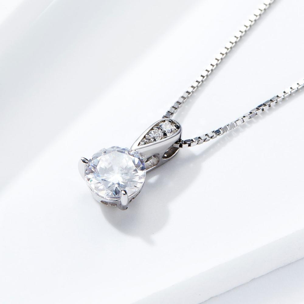Sterling Silver Clear Round Cubic Zirconia Adjustable Hypoallergenic Necklace