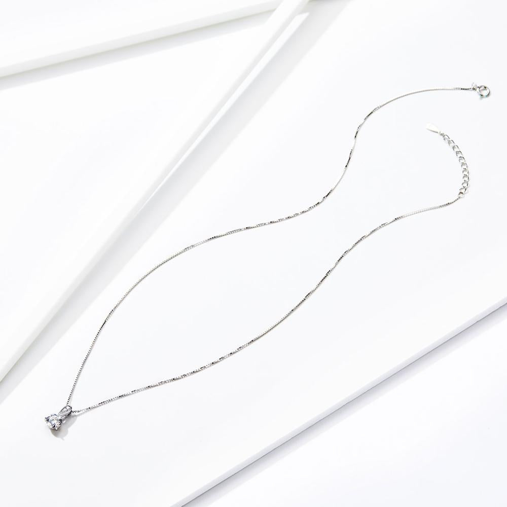 Sterling Silver Clear Round Cubic Zirconia Adjustable Hypoallergenic Necklace