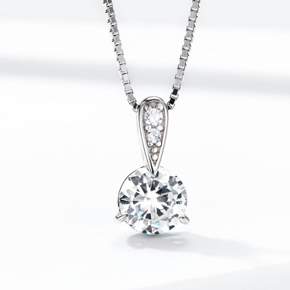Sterling Silver Clear Round Cubic Zirconia Adjustable Hypoallergenic Necklace