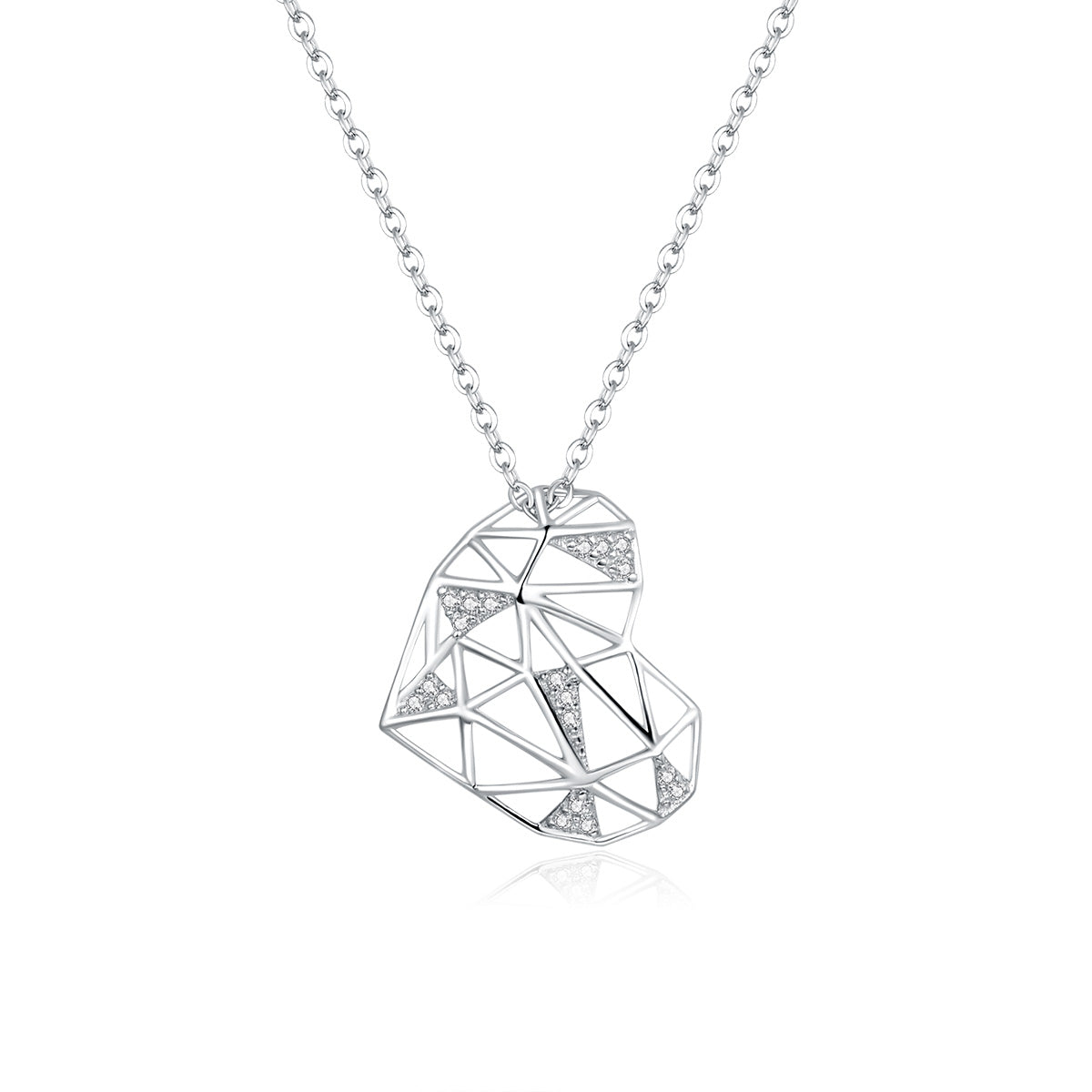 Sterling Silver Web Heart Adjustable Hypoallergenic Necklace