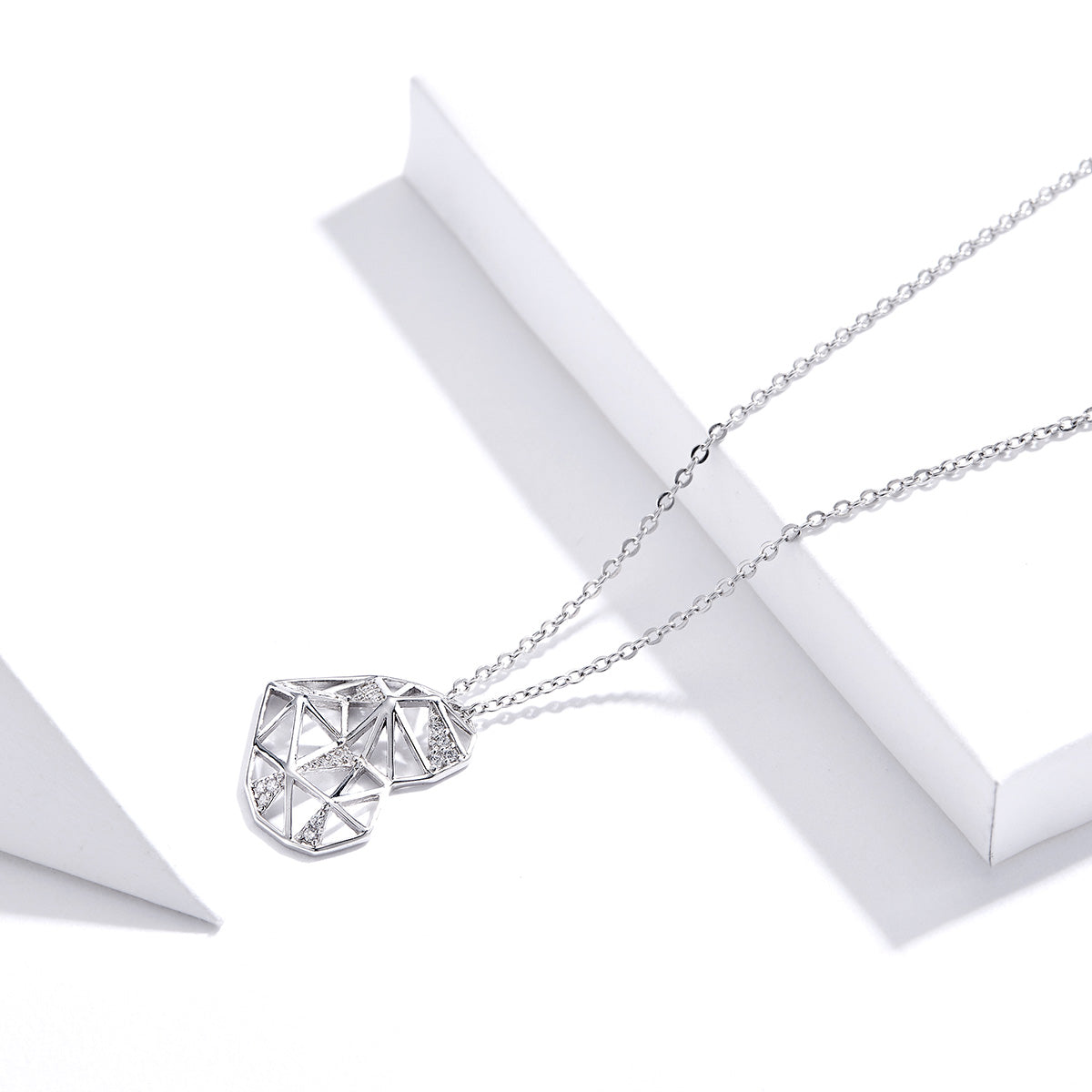Sterling Silver Web Heart Adjustable Hypoallergenic Necklace