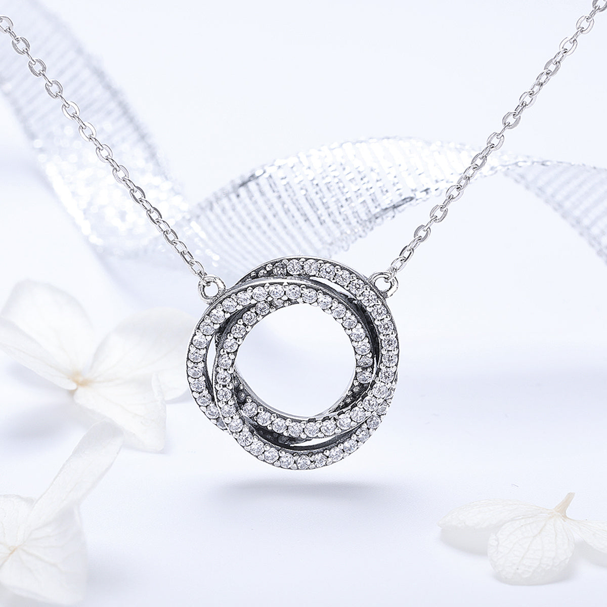 Sterling Silver Triple Circle Adjustable Hypoallergenic Necklace