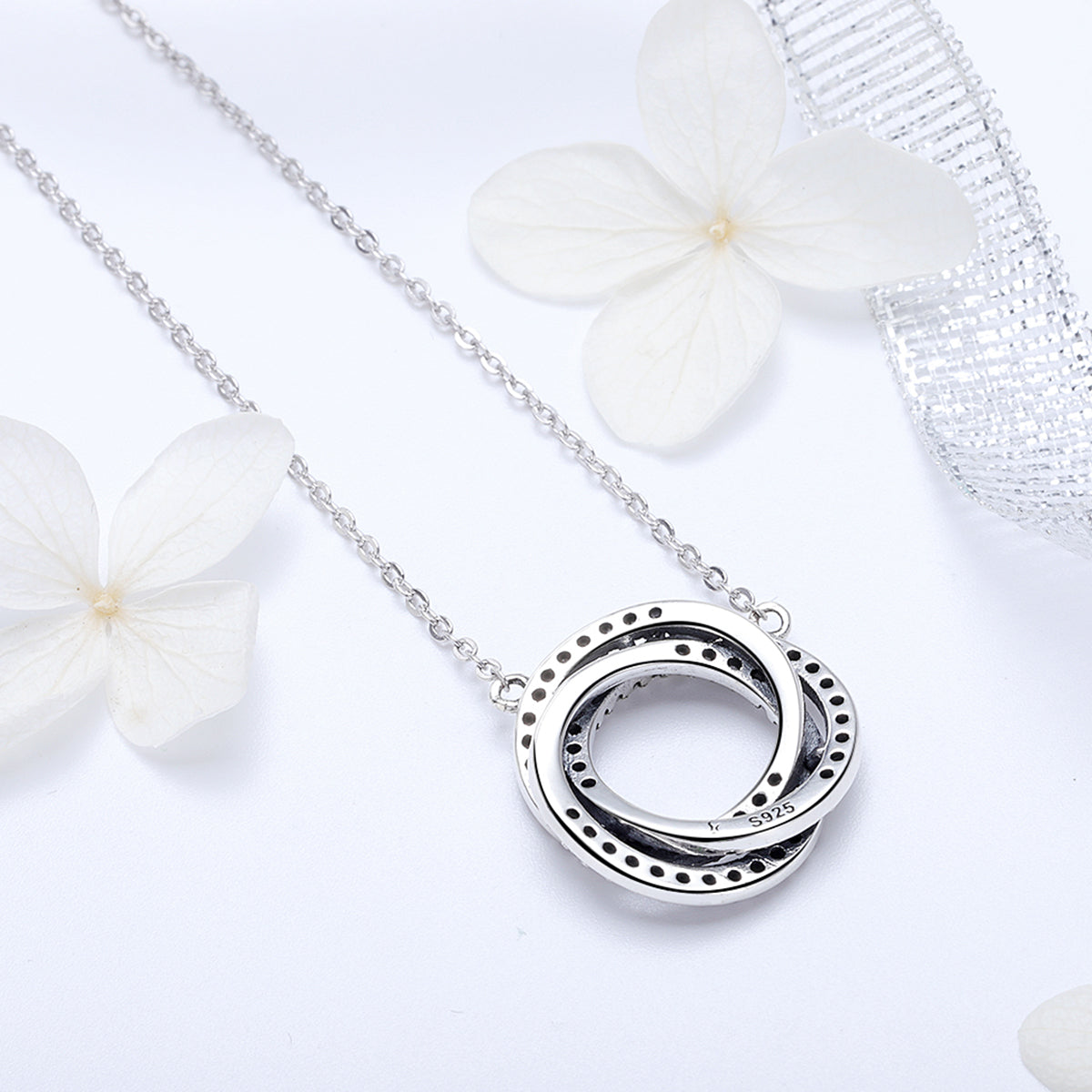 Sterling Silver Triple Circle Adjustable Hypoallergenic Necklace