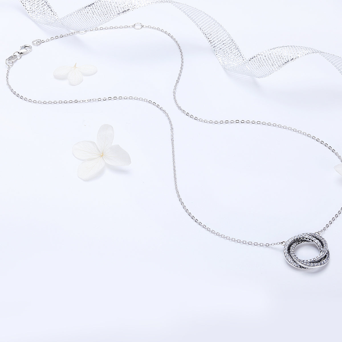 Sterling Silver Triple Circle Adjustable Hypoallergenic Necklace