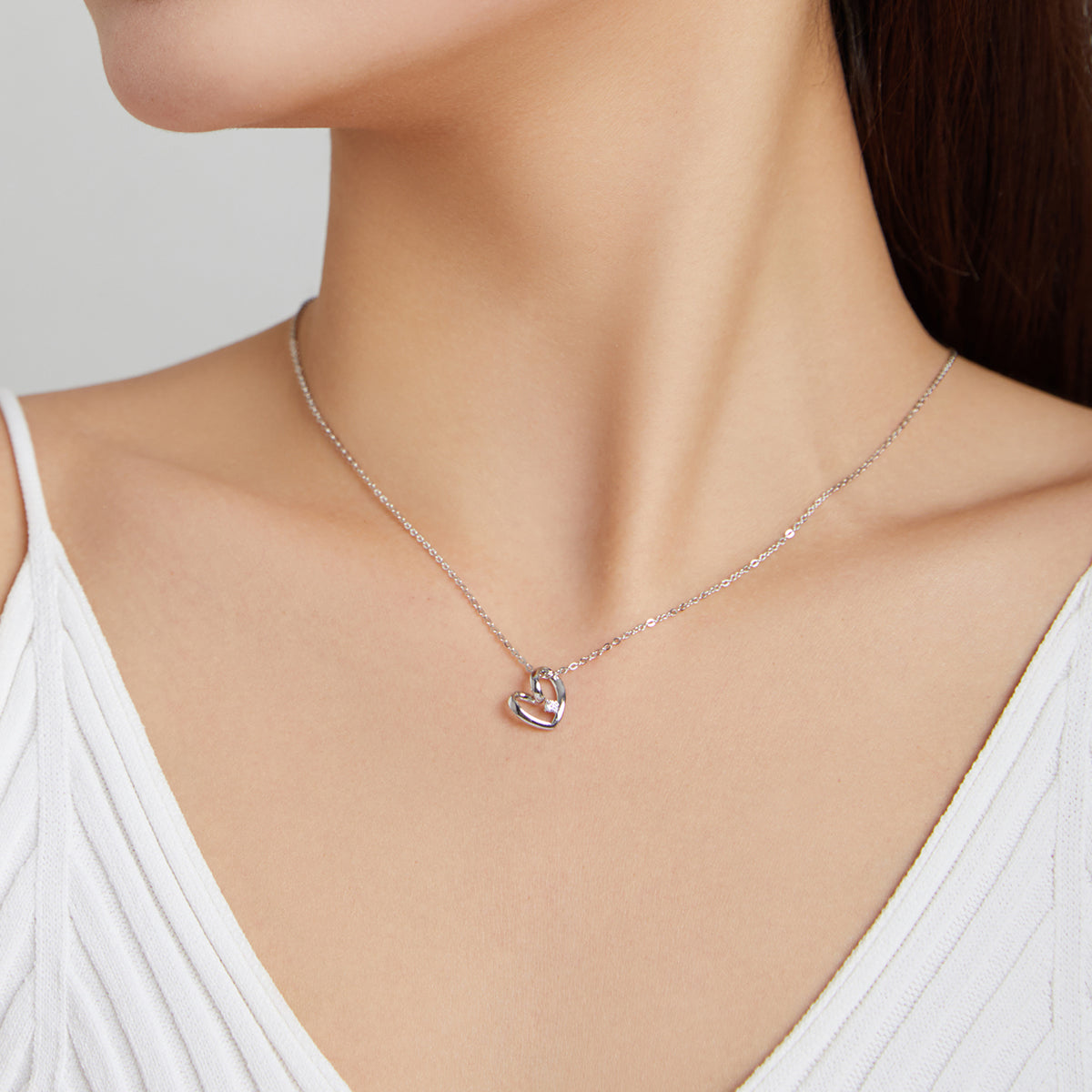 Sterling Silver Heart Adjustable Hypoallergenic Necklace