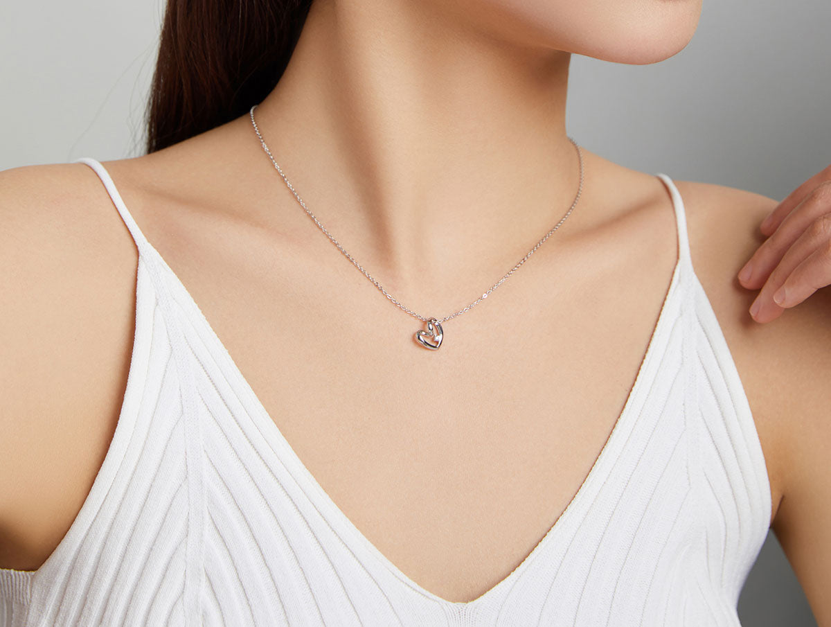 Sterling Silver Heart Adjustable Hypoallergenic Necklace