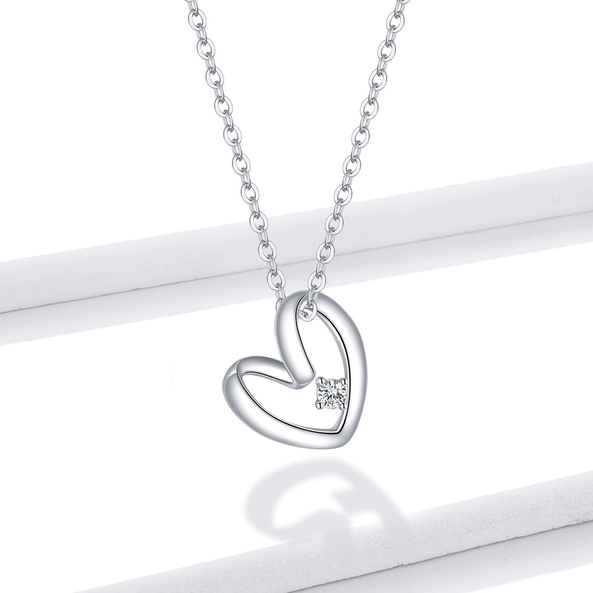 Sterling Silver Heart Adjustable Hypoallergenic Necklace