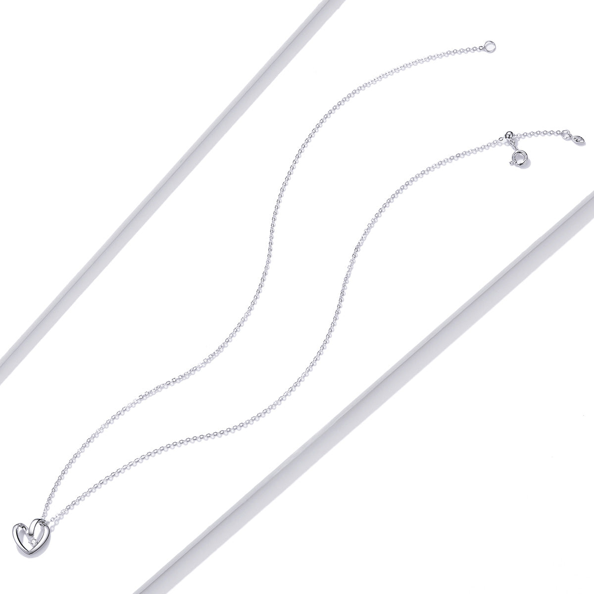 Sterling Silver Heart Adjustable Hypoallergenic Necklace