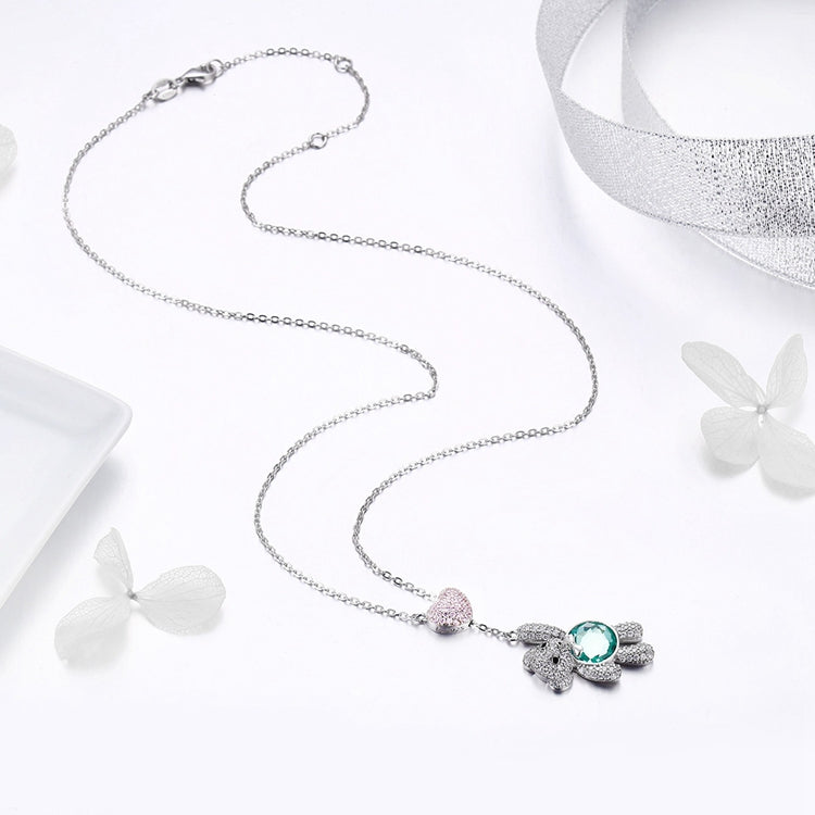 Sterling Silver Cute Bear Hypoallergenic Necklace