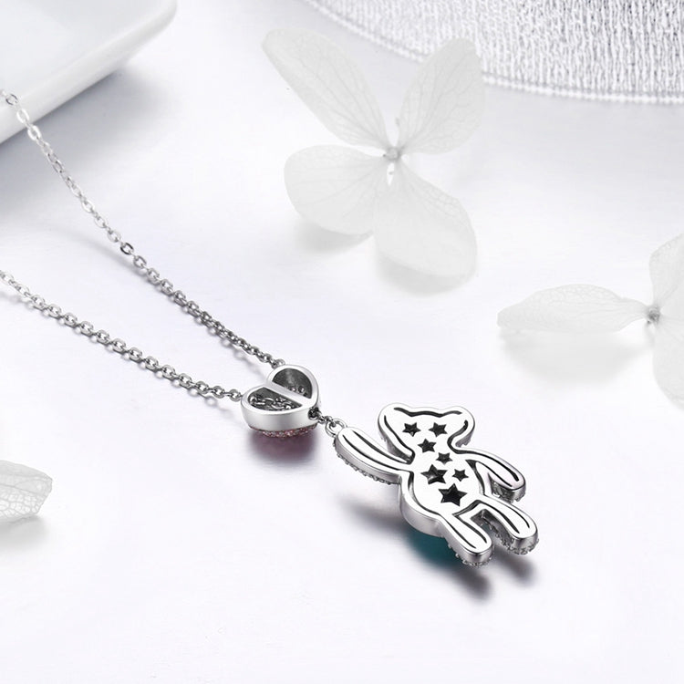 Sterling Silver Cute Bear Hypoallergenic Necklace