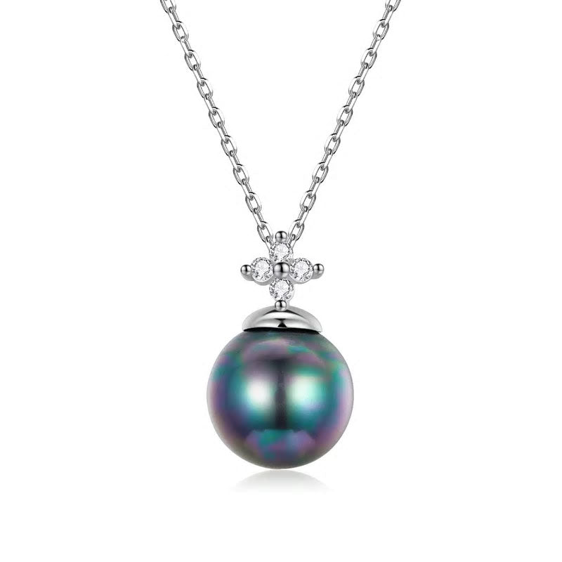 Sterling Silver Simple Black Pearl Adjustable Hypoallergenic Necklace