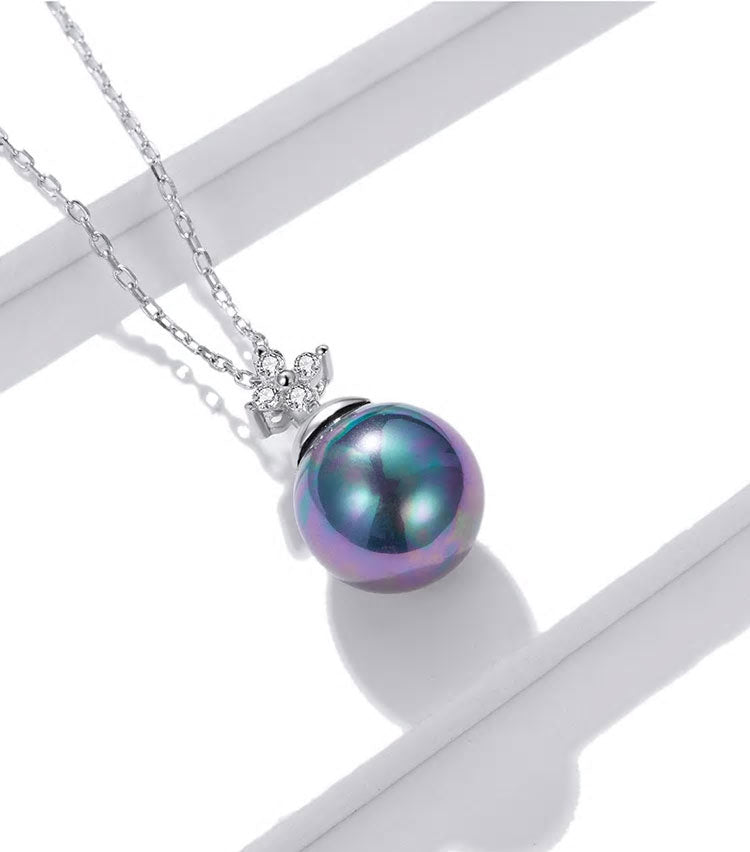 Sterling Silver Simple Black Pearl Adjustable Hypoallergenic Necklace