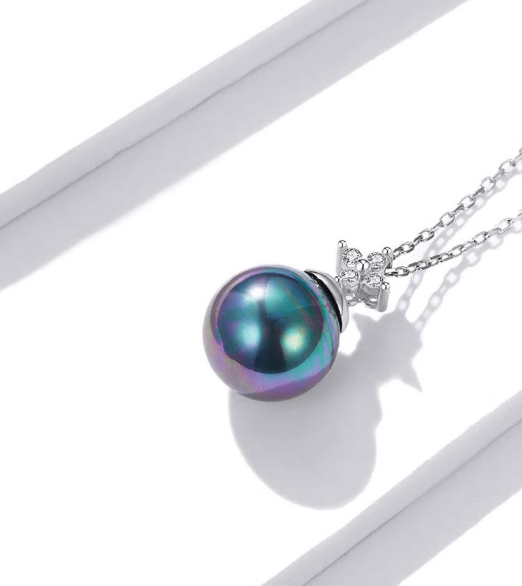Sterling Silver Simple Black Pearl Adjustable Hypoallergenic Necklace