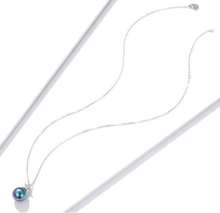 Sterling Silver Simple Black Pearl Adjustable Hypoallergenic Necklace