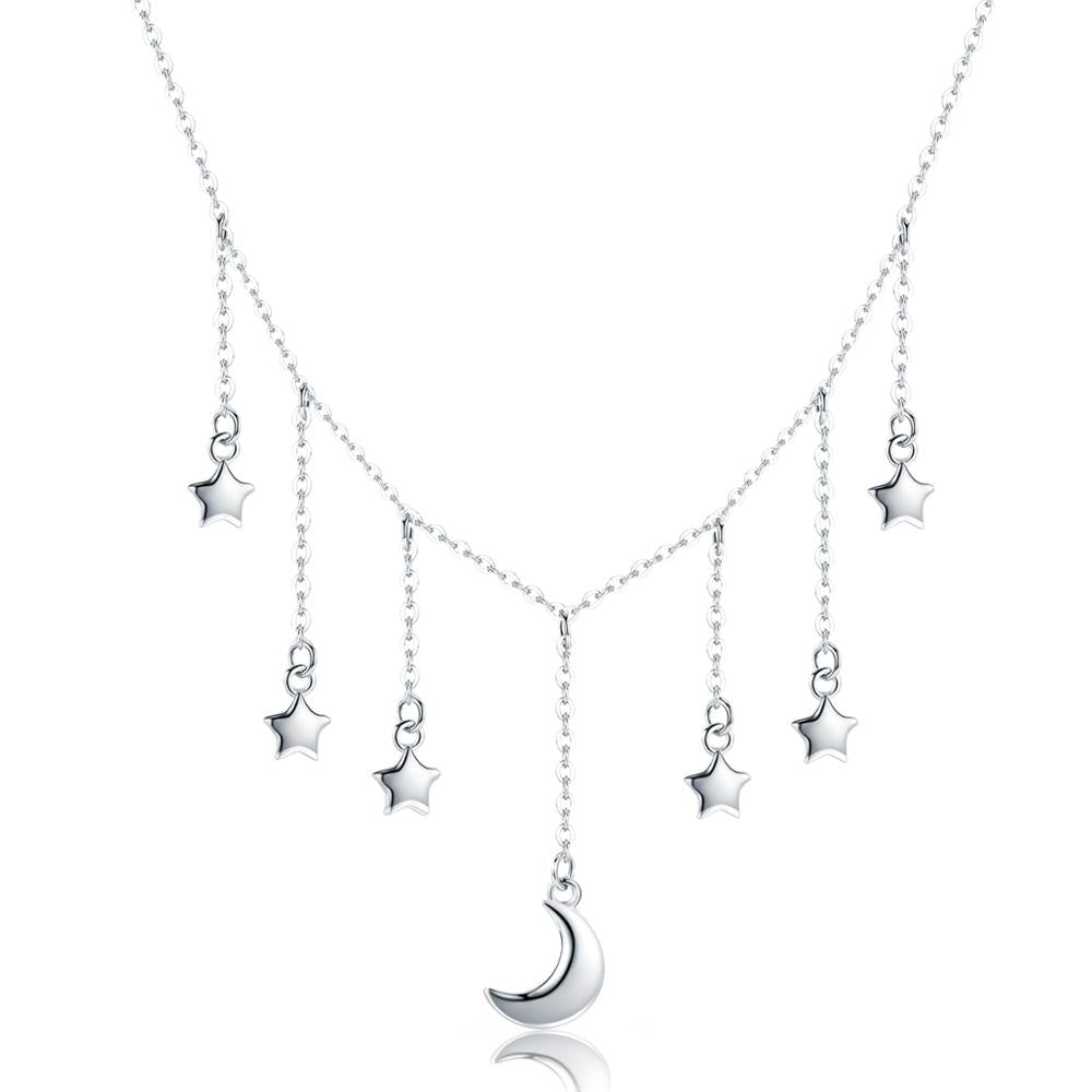 Sterling Silver Moon & Stars Adjustable Hypoallergenic Necklace