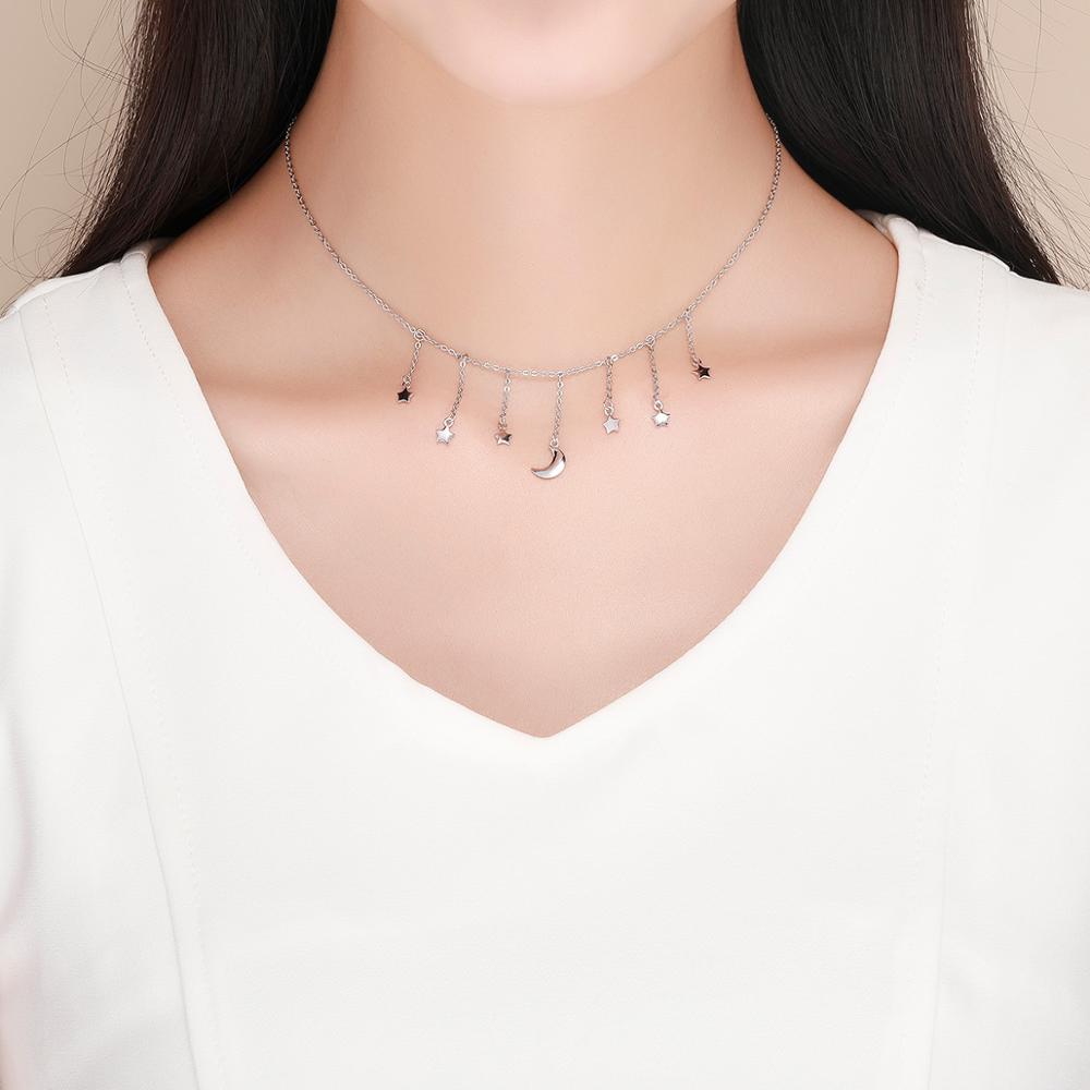 Sterling Silver Moon & Stars Adjustable Hypoallergenic Necklace